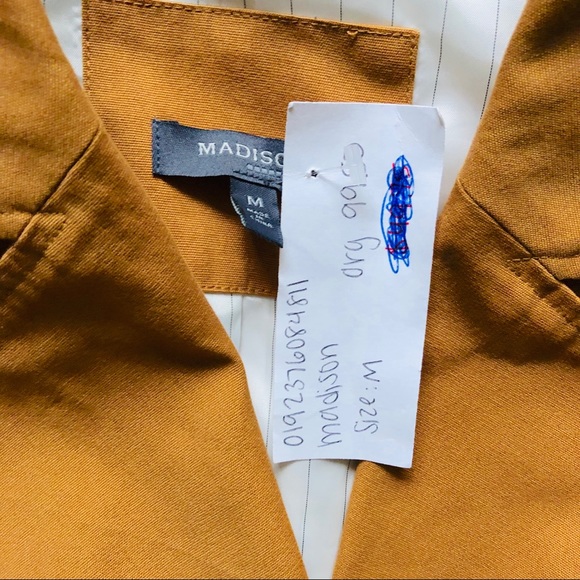 Madison Tan Navy Red Trench With Belt Coat Sz M - Picture 8 of 16